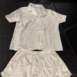 Silky White Pajama Set — Size M
